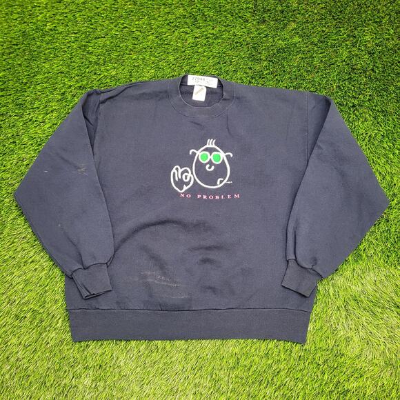 Vintage 80s No-Problem Sweatshirt Women Large 22x24 Baggy USA - Picture 1 of 15